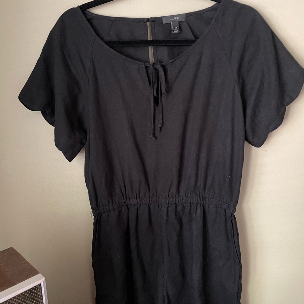 J. Crew Black Jumper with Scalloped Sleeves and Shorts